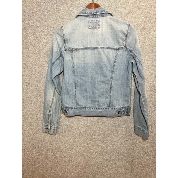 Forever21 Jean Jacket Women M Pocket Denim Button Up Long Sleeve Light Wash Blue - Picture 7 of 10